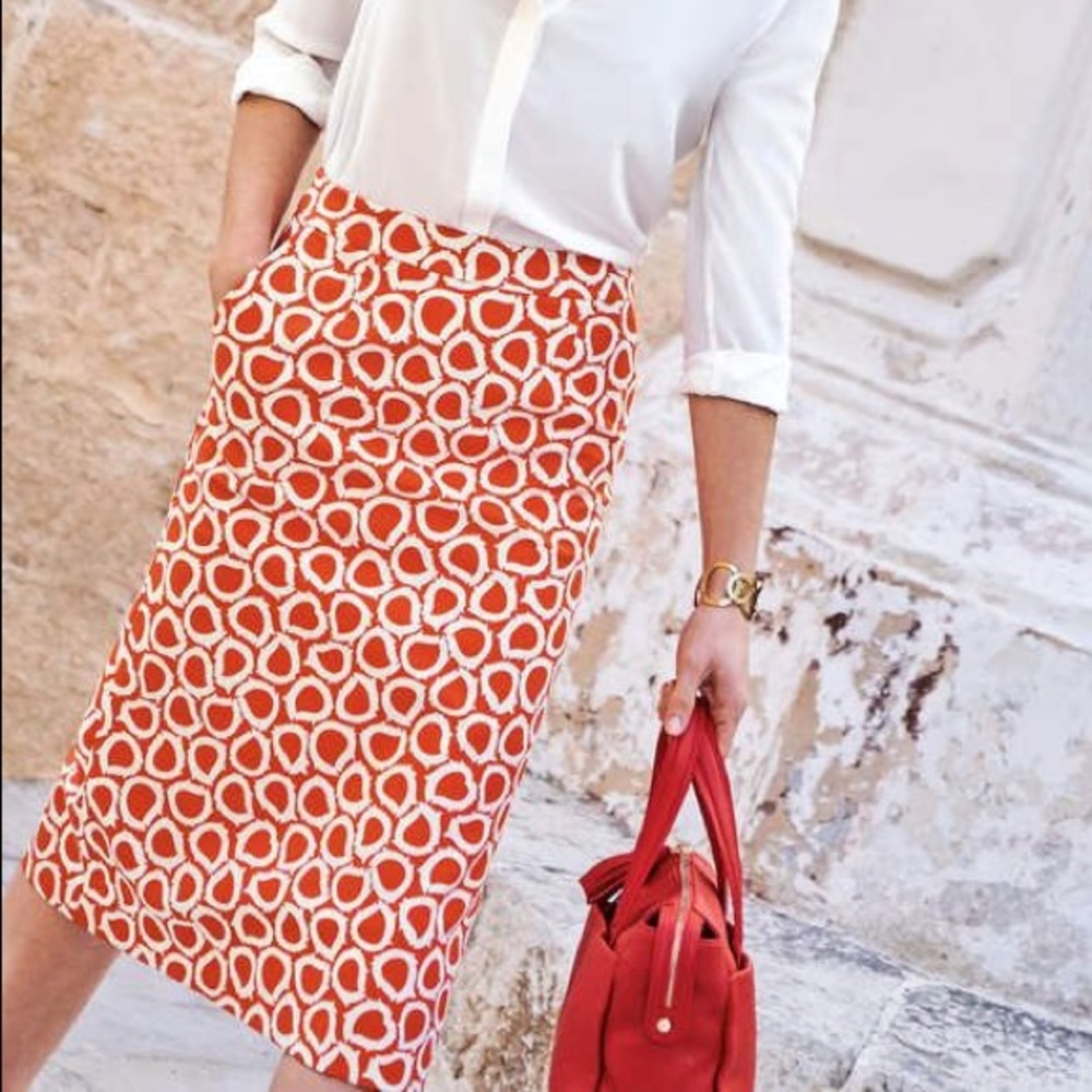 Boden Geometric print A-line midi skirt
